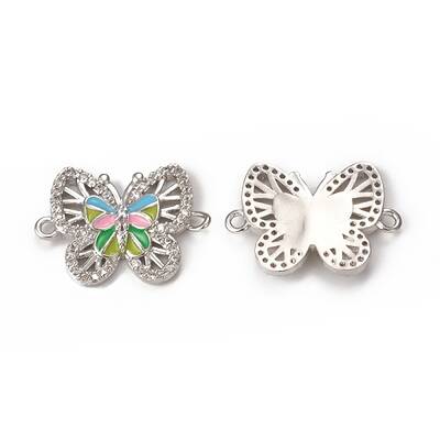 Brass Micro Pave Cubic Zirconia Connector Charms
