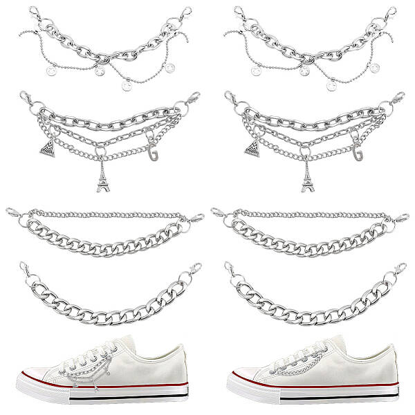 8Pcs 4 Style Alloy Shoe Chain Straps