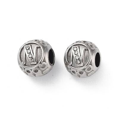 304 Stainless Steel Rhinestone European Beads