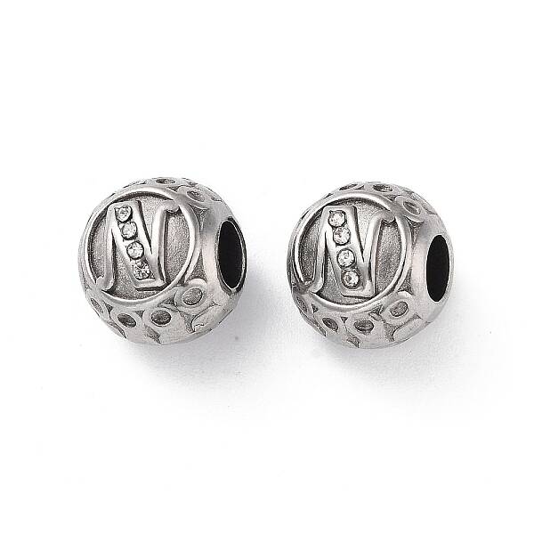 304 Stainless Steel Rhinestone European Beads