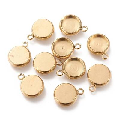 Ion Plating(IP) 304 Stainless Steel Pendant Cabochon Settings