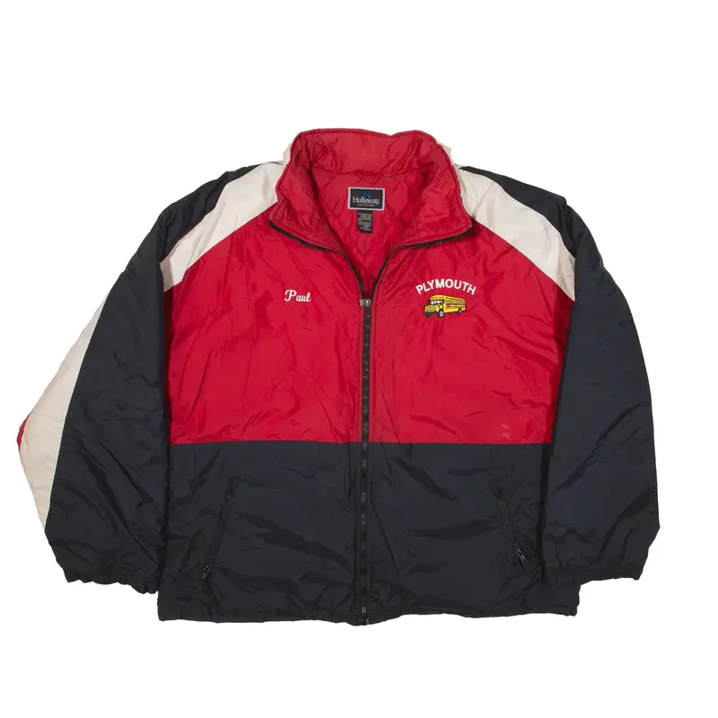 HOLLOWAY Insulated Coat Red Nylon Colourblock Mens 2XL