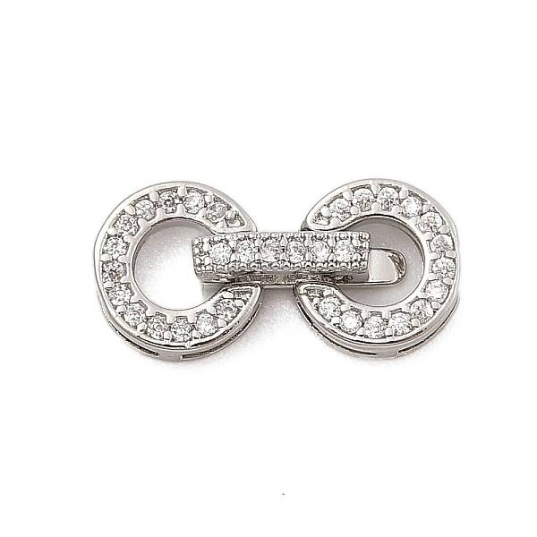 Brass Micro Pave Clear Cubic Zirconia Fold Over Clasps