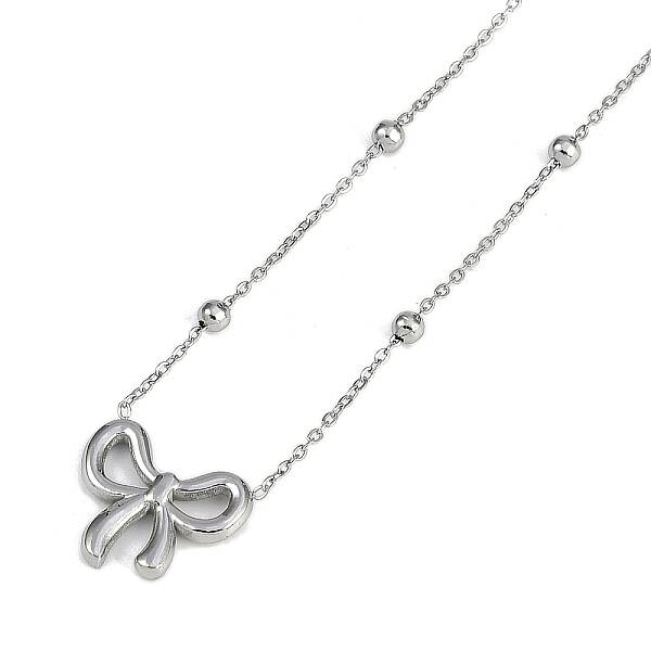 304 Stainless Steel Bowknot Pendant Satellite Chain Necklaces