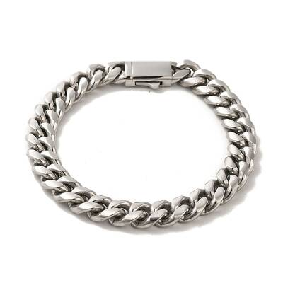 Non-Tarnish 304 Stainless Steel Cuban Link Chain Bracelets for Women Men