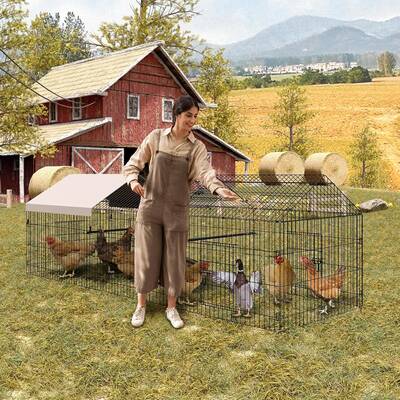Garvee Chicken Coop 130 in ×40 in Chicken Runs for Yard with Cover Outdoor Metal Chicken Coop for Small Animals Duck Rabbit ...