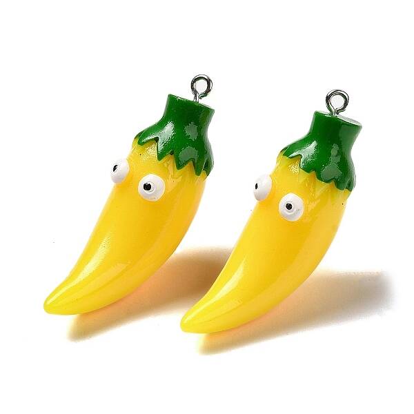 Cartoon Opaque Resin Vegetable Pendants