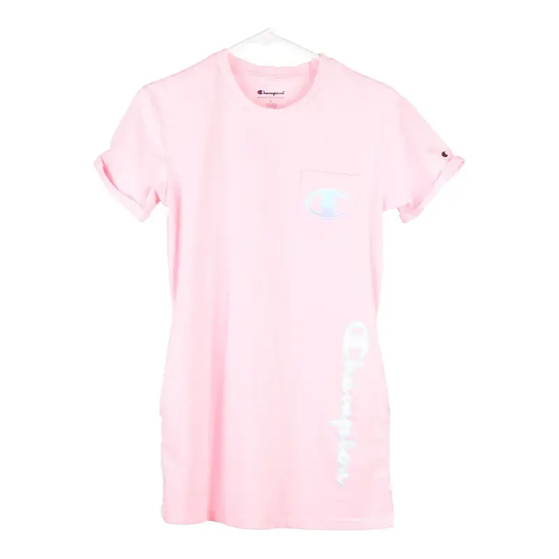 Champion Spellout T-Shirt Dress - Large Pink Cotton