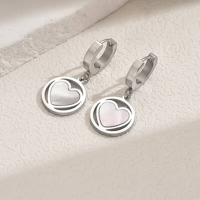 Stainless Steel Heart Hoop Earrings