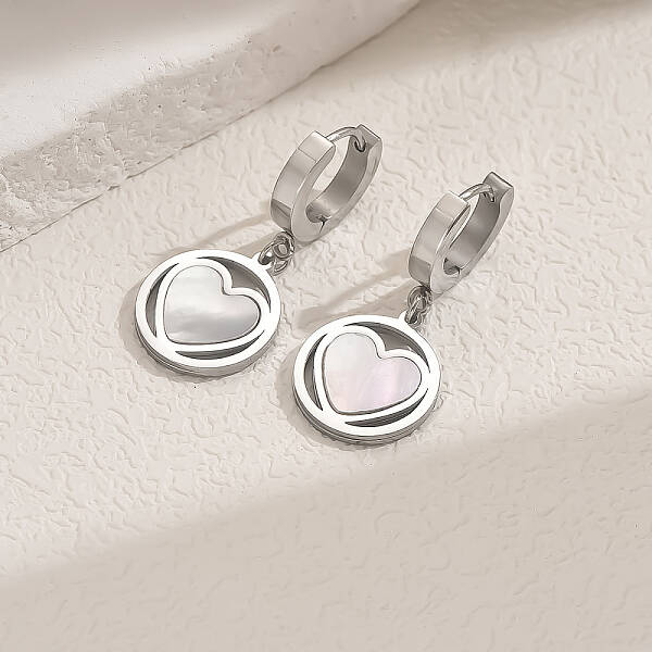 Stainless Steel Heart Hoop Earrings