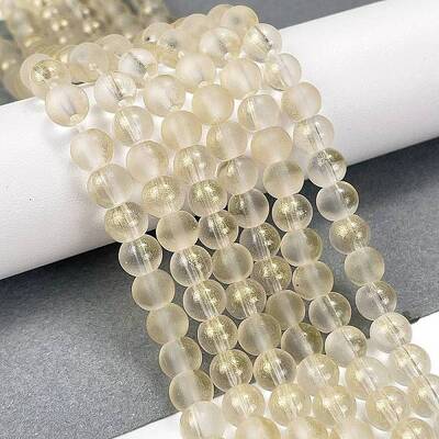 Frosted Transparent Glass Bead Strands