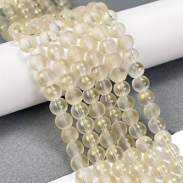 Frosted Transparent Glass Bead Strands