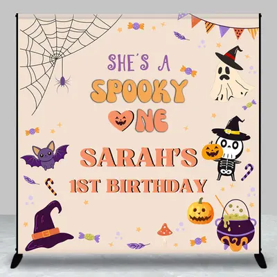 Aperturee Spooky One Halloween Custom 1st Birthday Backdrop - Aperturee