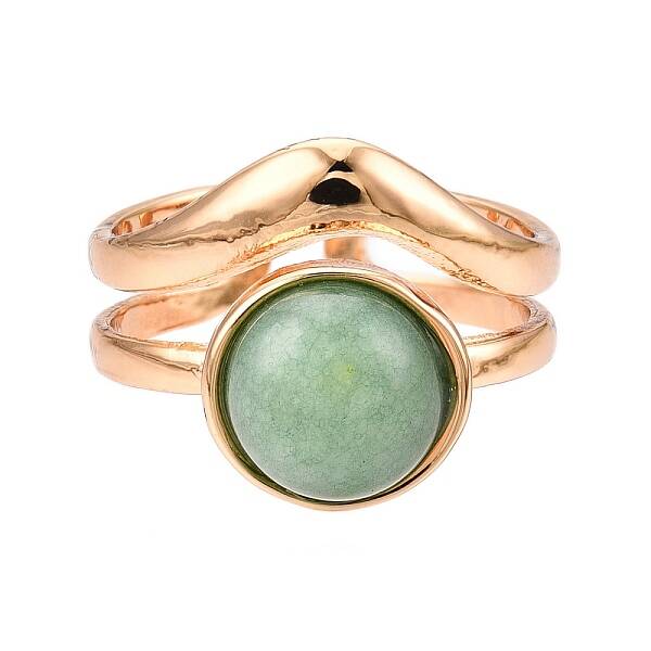 Round Natural Green Aventurine Finger Rings