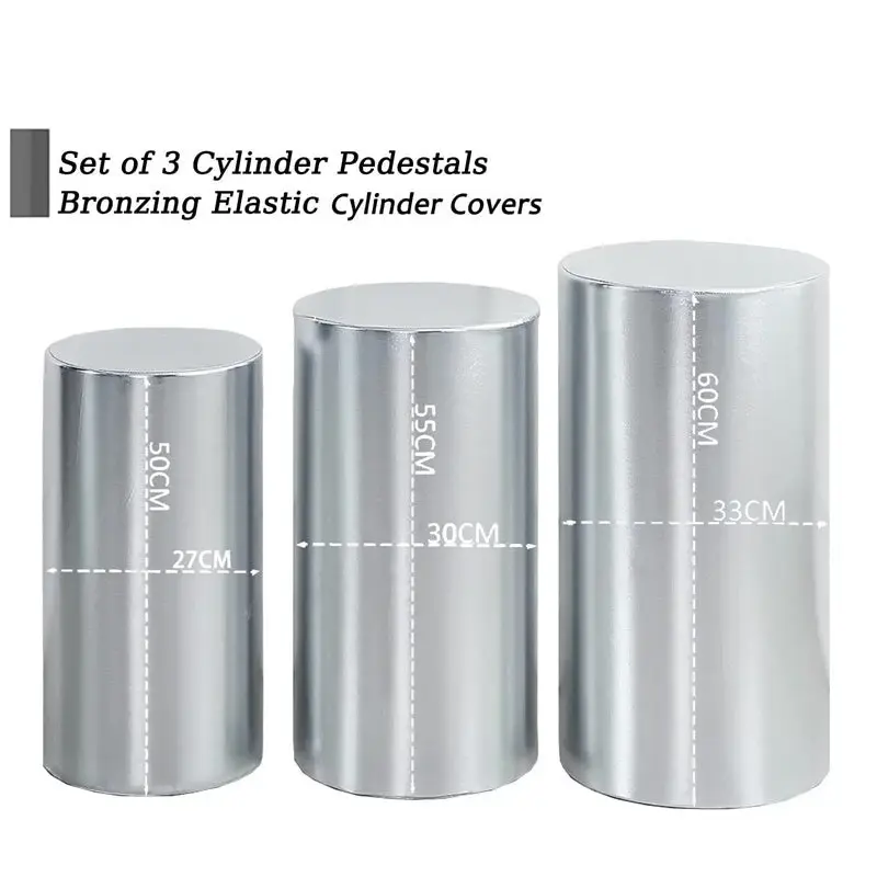 Metallic Silver Stretchy Spandex Fitted Cylinder Cover - Aperturee