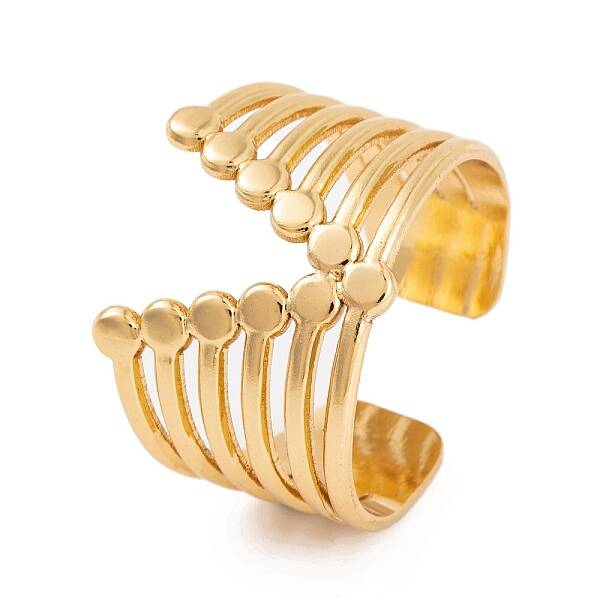 PVD Vacuum Plating 304 Stainless Steel Letter V Open Cuff Ring