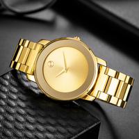 Men's casual business gold round dial quartz watch, men's business formal quartz stainless steel waterproof luxury casual wat...