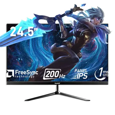 24.5 Inch IPS PC 200Hz Gaming Monitor, FHD 1080p Screen, 1ms Without Bezel, freesync, 99% sRGB, 178 ° Angle View, HDMI、Dis...