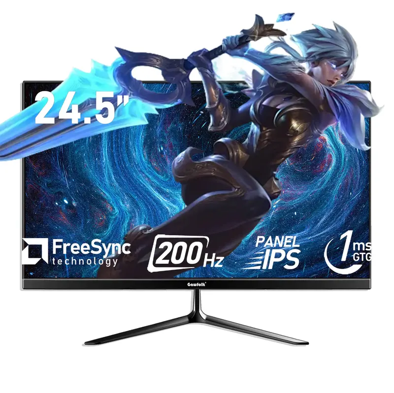 24.5 Inch IPS PC 200Hz Gaming Monitor, FHD 1080p Screen, 1ms Without Bezel, freesync, 99% sRGB, 178 ° Angle View, HDMI、Dis...