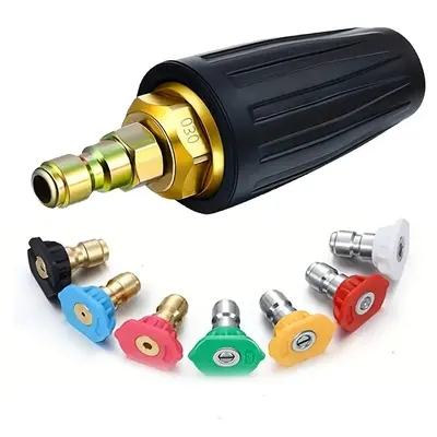Pressure Rotating Turbo Nozzle Set, 4.0 Quick Connector with 7 Spray Nozzle Tips Kit, Multifunctional Car Wash Accessories f...