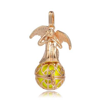 Golden Plated Brass Hollow Round Cage Pendants
