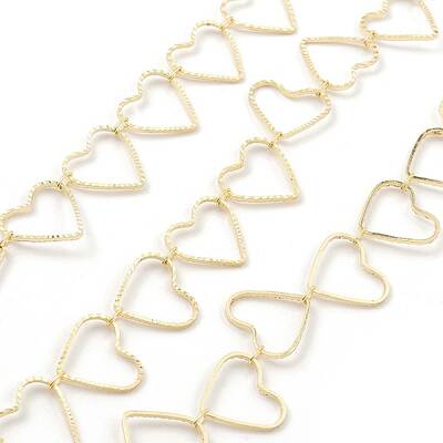 Brass Hollow Heart Link Chains