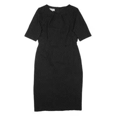 HOBBS LONDON Womens Pencil Dress Black Viscose Long Sleeve Knee Length UK 12