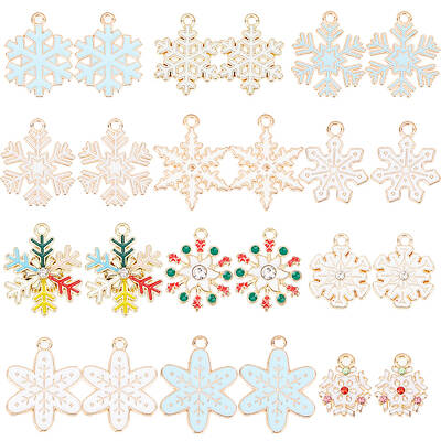 SUNNYCLUE Snowflake Charms Bulk Assorted Christmas Snow Charms for DIY Accessories Supplies