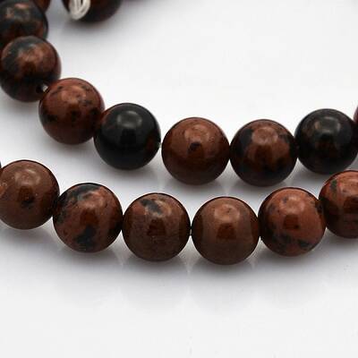 Round Natural Mahogany Obsidian Beads Strands