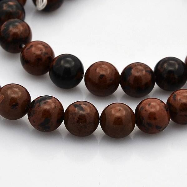 Round Natural Mahogany Obsidian Beads Strands