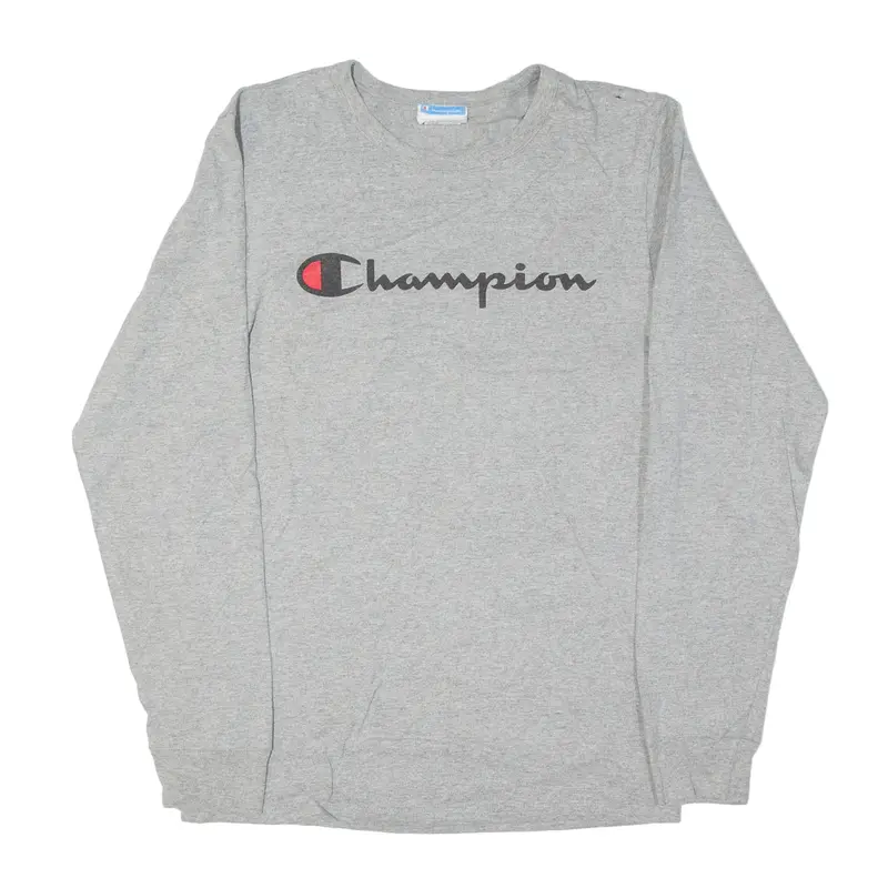 CHAMPION T-Shirt Grey Long Sleeve Mens S