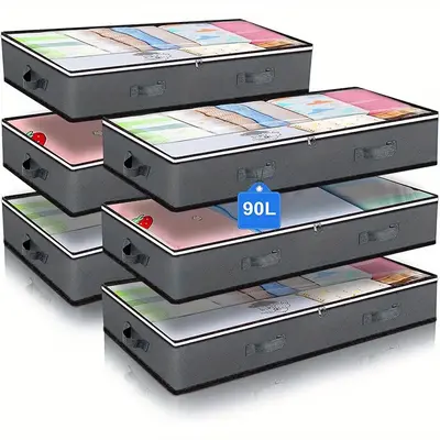 Under Bed Storage Box, 1 Set Foldable Household Large Capacity Storage Organizer for Blankets, Towels, Comforter, Sweaters, M...