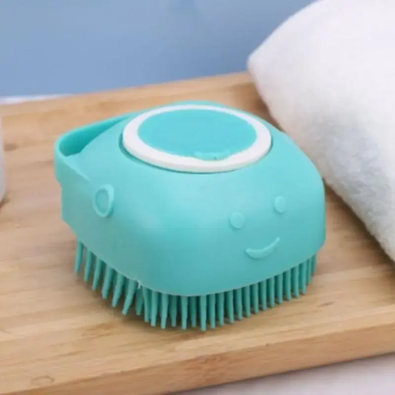 Multifunction Pet Bath Brush, Pet Bath Soap Dispenser Massage Brush, Silicone Massager Shampoo Dispensing Brush with Soft Bri...