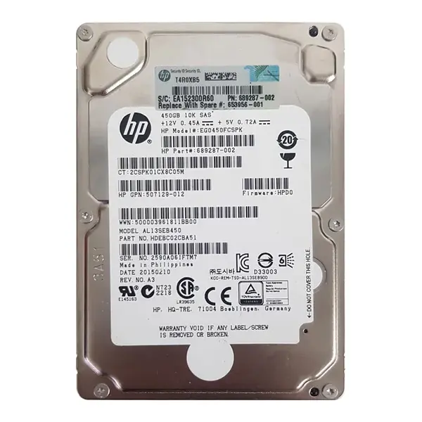 653956-001 HP 450GB 6Gb/s SAS 10000 2.5-inch Hard Drive