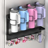 Water Bottle Organizer Holder, Magnetic Cup Rack Storage for Stanley & Large Tumbler, Space Saving Wall Mount Self-Adhesive B...