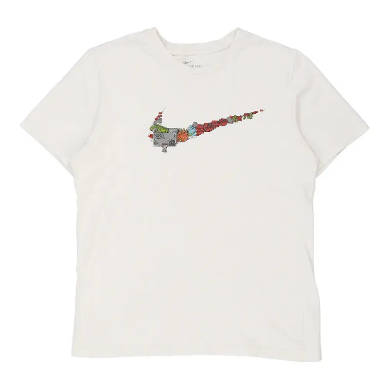 Nike Graphic T-Shirt - Large White Cotton