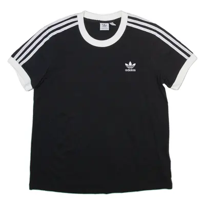 ADIDAS ORIGINALS Womens T-Shirt Black Crew Neck UK 16