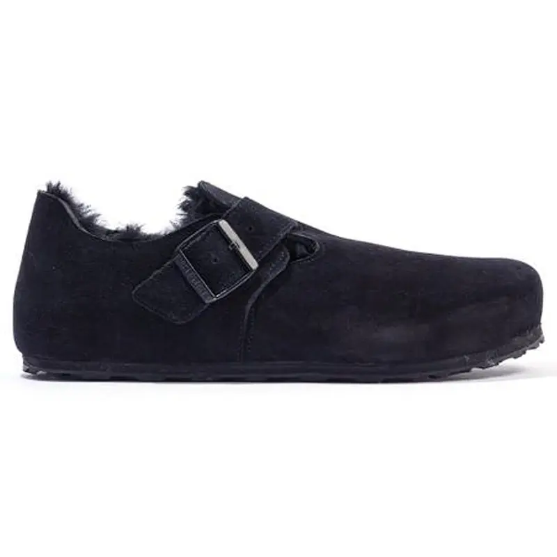 Birkenstock London Shearling Suede Unisex Slip On Shoes - Shearling Black - Size:US 13 Women / 11 Men