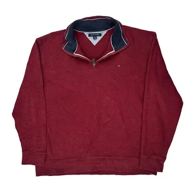 Tommy Hilfiger 1/4 Zip - XL Burgundy Cotton