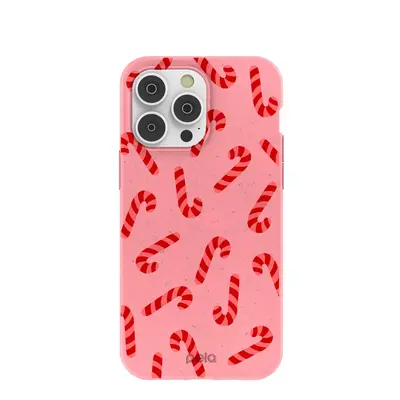 Bubblegum Pink Candy Cane Chaos iPhone 14 Pro Max Case