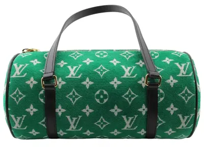 Pre-owned Louis Vuitton Jacquard Velvet Top Handle Bags Green Velvet Papillon