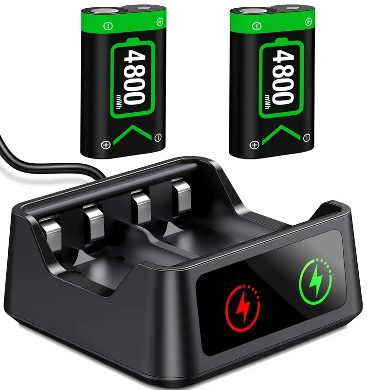 Charger for Xbox One Controller Battery Pack with 2x4800mWh Rechargeable Xbox One Battery Charger Station for Xbox Series X|S...