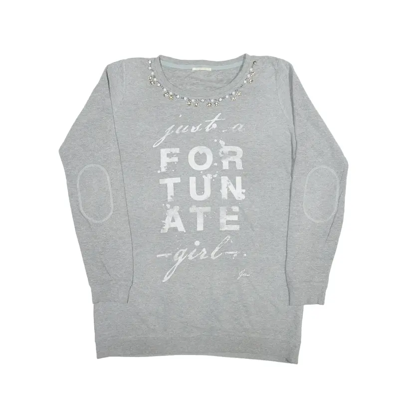 GAS Just a Fortunate Girl Padded Sweatshirt Grey Womens L