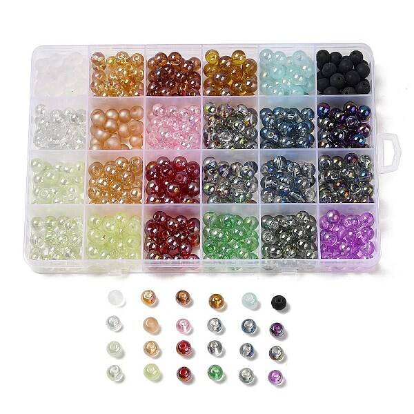 528Pcs 24 Colors Glass Beads