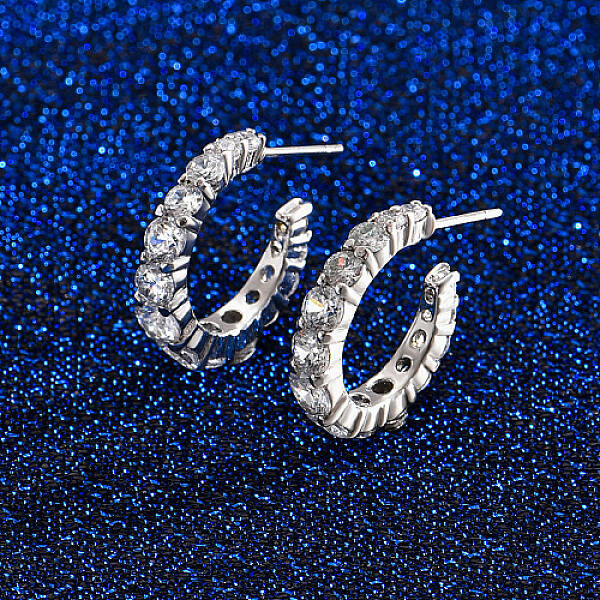 Brass Micro Pave Cubic Zirconia Ring Stud Earrings