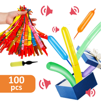 100Pcs Whistling Rocket Balloons, Rocket Balloons come with Balloon Pump, Latex Long Flying Noisemaker Balloons with Assorted...