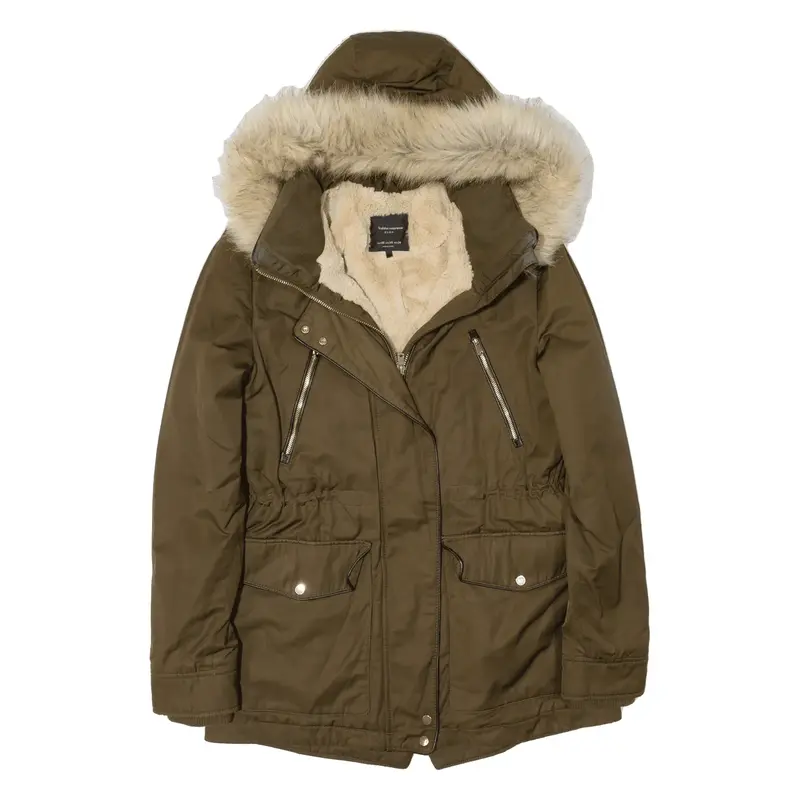 ZARA Trafaluc Parka Coat Brown Womens XS