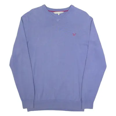 CREW CLOTHING Mens Jumper Blue V-Neck Tight Knit M