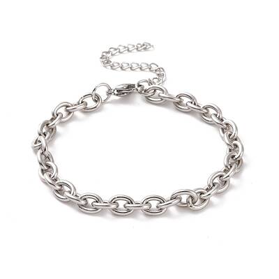 Non-Tarnish 304 Stainless Steel Cable Chain Bracelet for Men Women