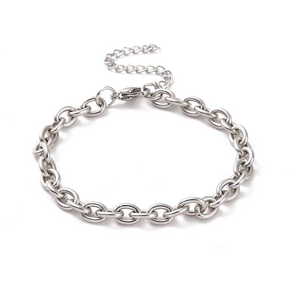 Non-Tarnish 304 Stainless Steel Cable Chain Bracelet for Men Women